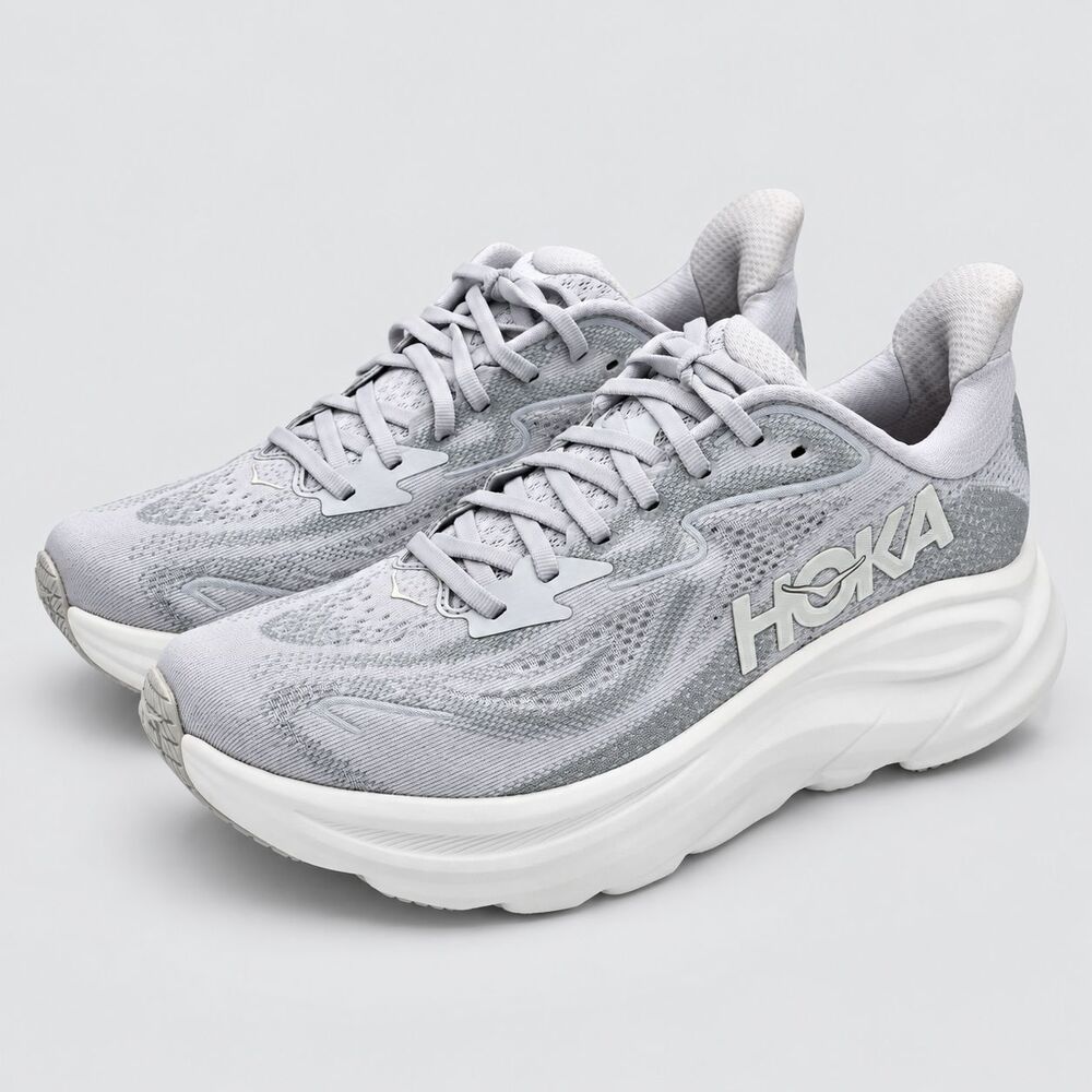 HOKA Clifton 10 Women's 9B Cosmic Grey Stardust Cushioned Running Shoes - Picture 4 of 7